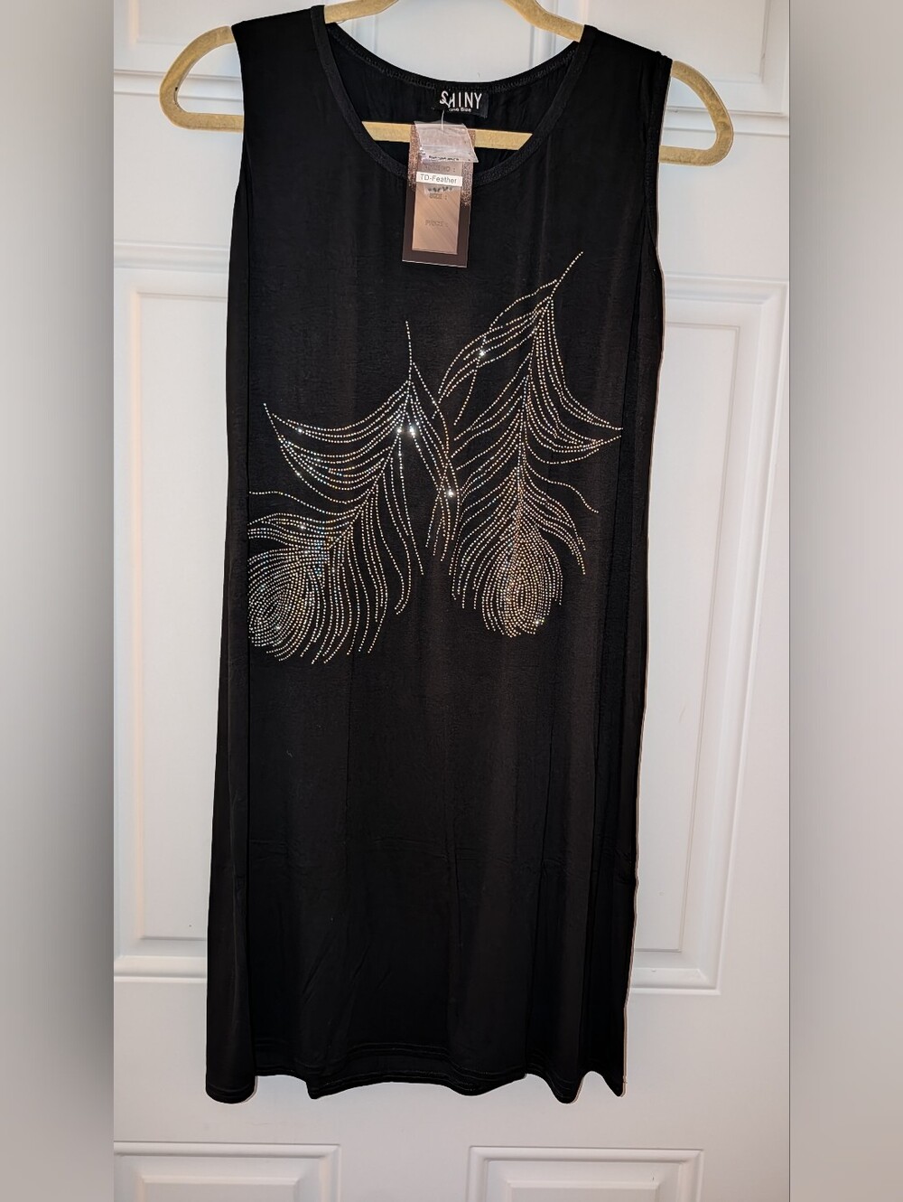 Shiny Tank Dress Midi One Size Assorted Design Embellishment Black
